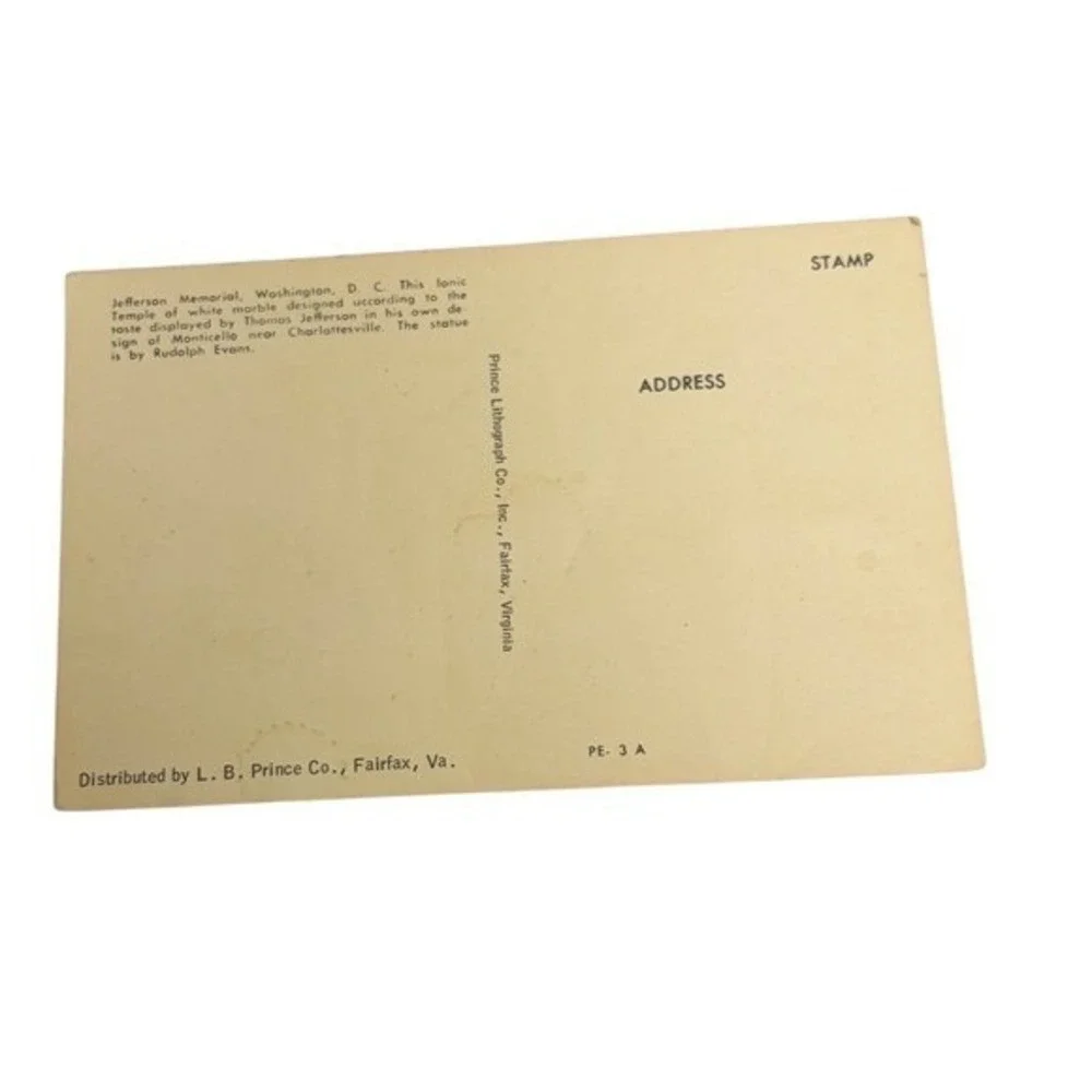 Vintage Jefferson Memorial Washington DC Postcard L.B. Prince Co Unposted